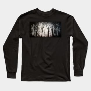 Black and White Minimal Forest Long Sleeve T-Shirt